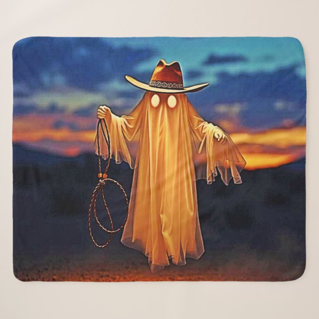Cobertor Sherpa Espírito do Cowboy na Sunset Design (Frente (Horizontal))