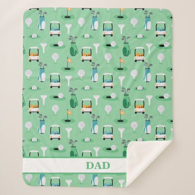 Cobertor Sherpa Esportes Personalizados Golfer Golfcart Golfing (Frente)