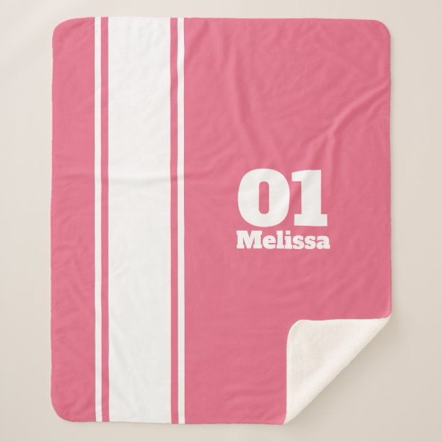 Cobertor Sherpa Esportes Rosa Stripe Monograma Sherpa Blanket (Frente)