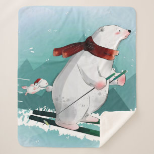 Cobertor Sherpa Esqui do Urso Polar Presente Para Bebê