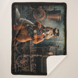 Cobertor Sherpa Esquilo Steampunk e Comboio