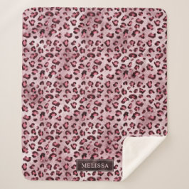 Cobertor Sherpa Estampa Animal Leopardo Rosa Com Folha Falsa E Nom