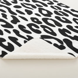 Cobertor Sherpa Estampa Clássica de Leopardo Preto e Branco