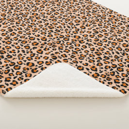 Cobertor Sherpa Estampa de leopardo laranja e marrom
