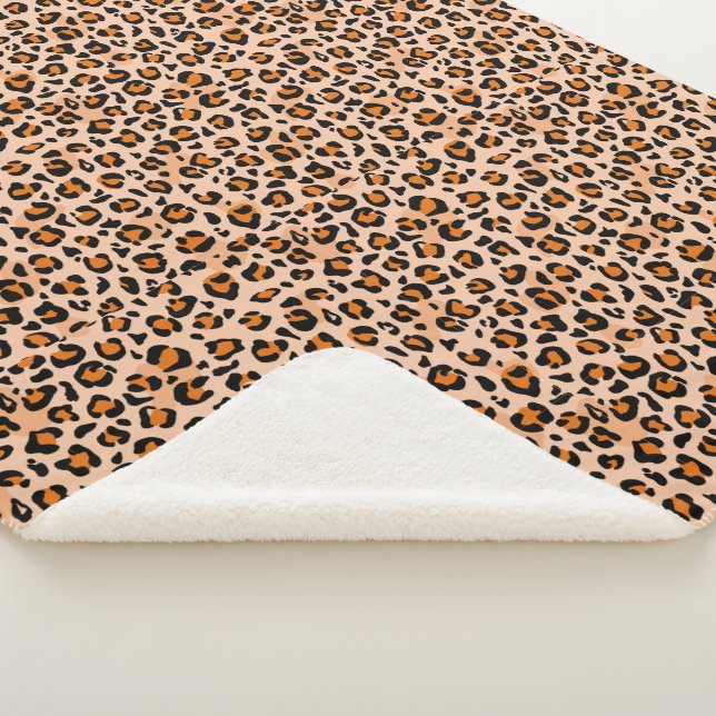 Cobertor Sherpa Estampa de leopardo laranja e marrom (3/4)