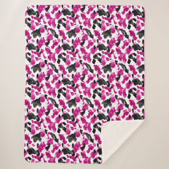 Cobertor Sherpa Estampa de Vaca Rosa Preto Branco   (Frente)