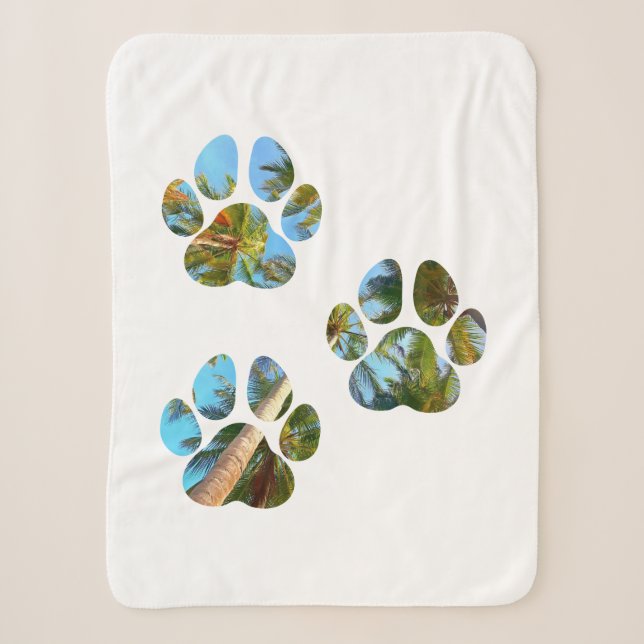 Cobertor Sherpa Estampas de cães - Palmeiras tropicais (Frente)