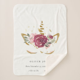 Cobertor Sherpa Estância Dourada de Nascimento do Unicórnio Floral