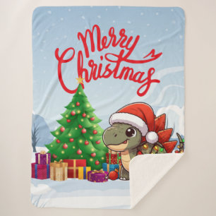 Cobertor Sherpa Estegossauro de Natal de bebê bonito/caprichoso