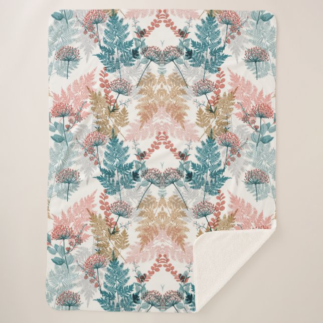 Cobertor Sherpa Estética floral (Frente)