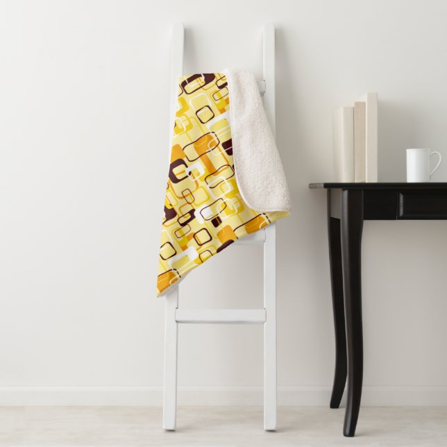 Cobertor Sherpa Estilo de abstrato amarelo e preto moderno (In Situ)