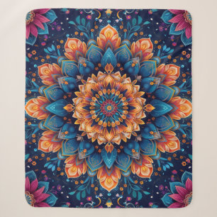 Cobertor Sherpa Estilo de Arte Digital Flor de Mandala-23907