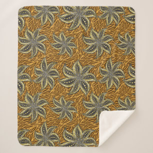 Cobertor Sherpa Estilo de Batik Floral Abstrato africano