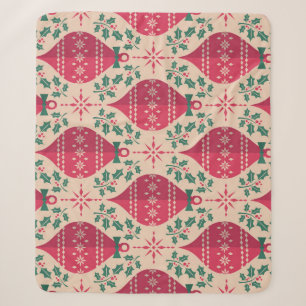 Cobertor Sherpa Estilo de Vintage Padrão de Natal Sem Olhos