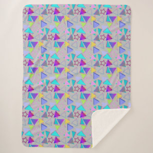 Cobertor Sherpa Estilo de Vintagem do Padrão de Formas Geométricas