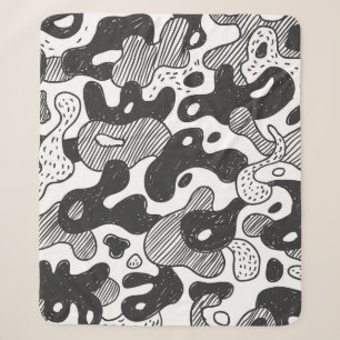 Cobertor Sherpa Estilo Preto da Camuflagem de abstrato Doodle