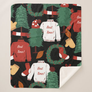 Cobertor Sherpa Estilo sem costura desenhado pela mão em forma de 