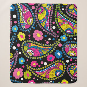 Cobertor Sherpa Estilo tribal paisley, padrão étnico perfeito.