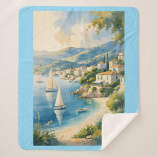 Cobertor Sherpa Estilo Vintage Cote D'Azur Viagem francês
