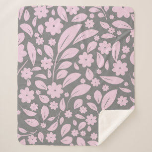 Cobertor Sherpa Estilos de vindima sem costura com flores rosa e f