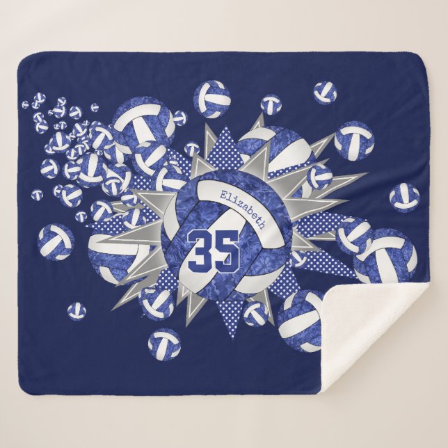 Cobertor Sherpa estrela branca azul do volleyball (Frente (Horizontal))