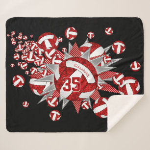 Cobertor Sherpa estrela branca vermelha do volleyball