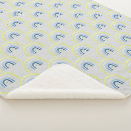 Cobertor Sherpa Estrelas Amarelas e Azuis e Rainbows Baby Boy