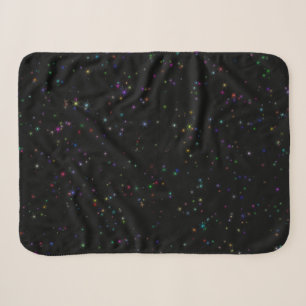Cobertor Sherpa Estrelas coloridas espumantes no design negro céu