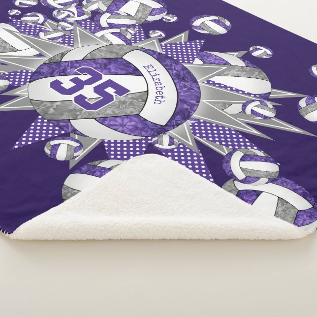 Cobertor Sherpa estrelas de volicola de cinza roxa personalizadas (3/4)