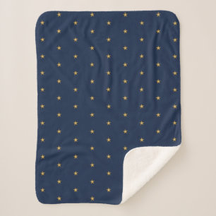 Cobertor Sherpa Estrelas Douradas brilhantes no azul escuro