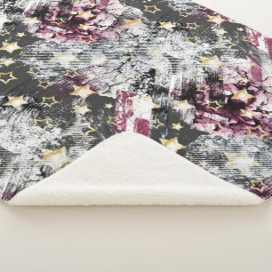 Cobertor Sherpa estrelas Douradas grunge abstrato na moda moderno 