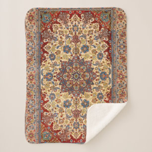 Cobertor Sherpa Estrelas Simétricas Azuis da Pérsia Central 