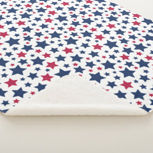 Cobertor Sherpa Estrelas Vermelhas e Azuis - Padrão de bandeira Am