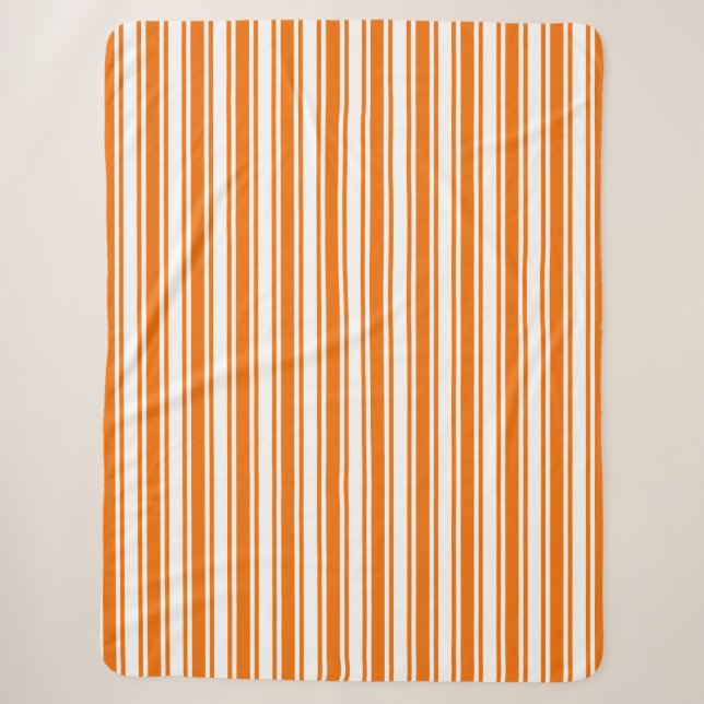Cobertor Sherpa Estrias de cor laranja e branca (Frente)
