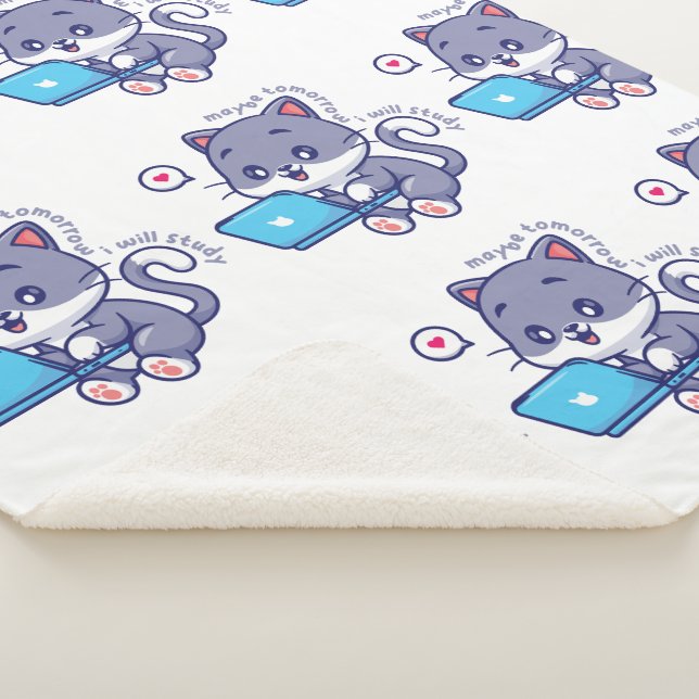 Cobertor Sherpa estudante preguiçoso giro - talvez amanhã eu estud (3/4)