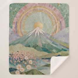 Cobertor Sherpa Ethereal Bloom: Pastel Mosaic Volcano in Spring