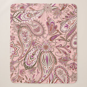 Cobertor Sherpa Etnia Floral: Oriental Paisley Design.