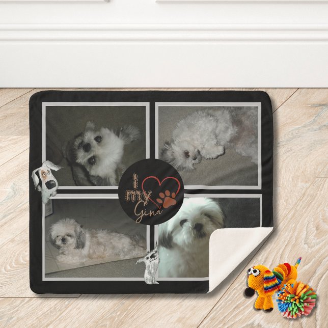 Cobertor Sherpa Eu Amo Meu Cachorro Sherpa Blanket ( Love My Dog Sherpa Blanket)