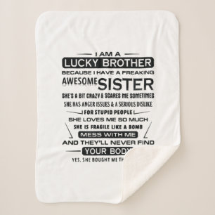 Cobertor Sherpa Eu Sou Um Irmão Sortudo Presente Para Irmão