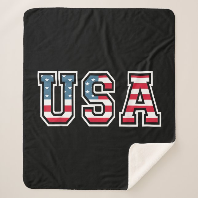 Cobertor Sherpa EUA Bandeira Patriótica Americana Para Homens Meni (Frente)
