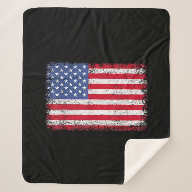 Cobertor Sherpa EUA Bandeira Patriótica Americana Para Homens Meni (Frente)