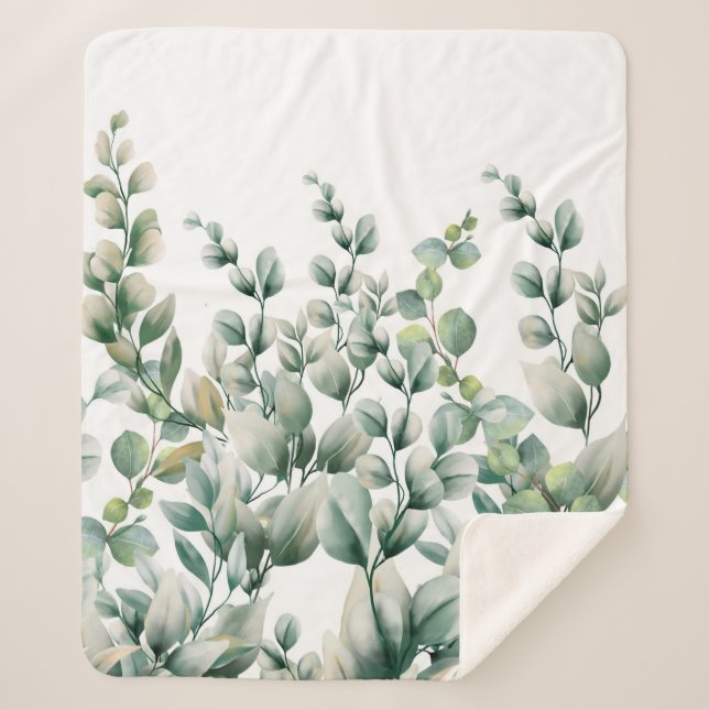 Cobertor Sherpa Eucalyptus Leaf verde (Frente)