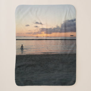 Cobertor Sherpa Evening Sunset Tropical Beach Waikiki Oahu Hawaii