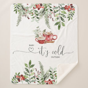 Cobertor Sherpa Evergreen cozinhando bebê está frio lá fora