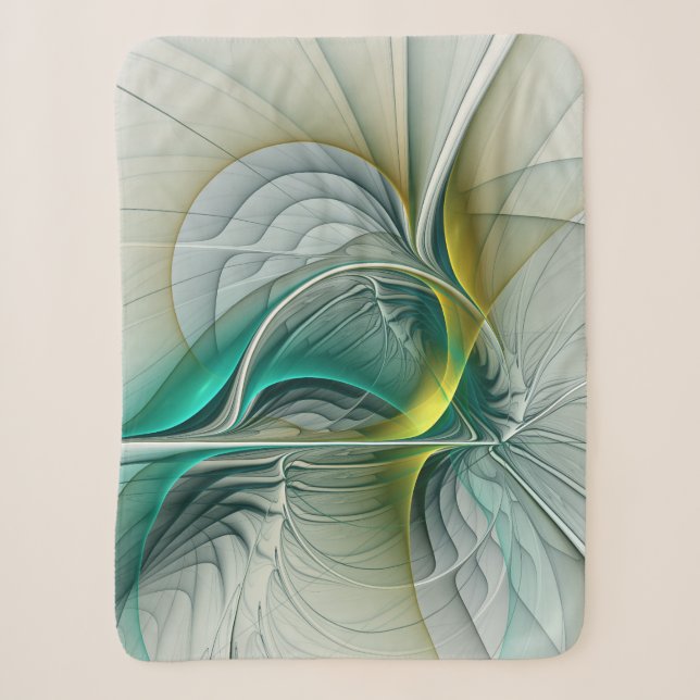 Cobertor Sherpa Evolução Fractal, Turquesa Ouro (Frente)