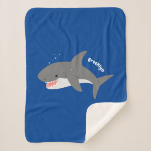 Cobertor Sherpa Excelente de desenho animado branco de tubarão fel