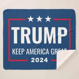 Cobertor Sherpa Excelente Trump 2024 Keep America - azul vermelho