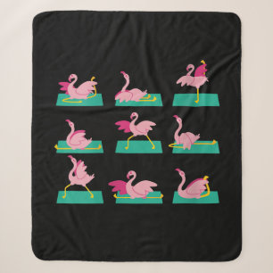 Cobertor Sherpa Exercício de Meditação Flamingo Yoga Poses