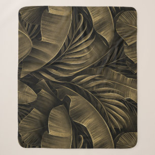 Cobertor Sherpa Exótico tropical: Natureza Ouro Grunge