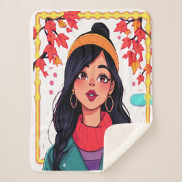 Cobertor Sherpa Extra Large Cozy Sherpa Blanket – Autumn Girl Art 